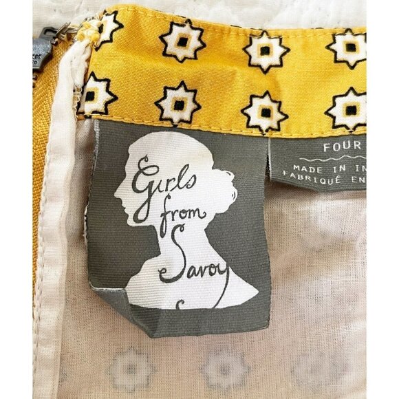 Anthropologie Girls From Savoy Yellow Bandana Strapless Dress Womens size 4 - Picture 5 of 11